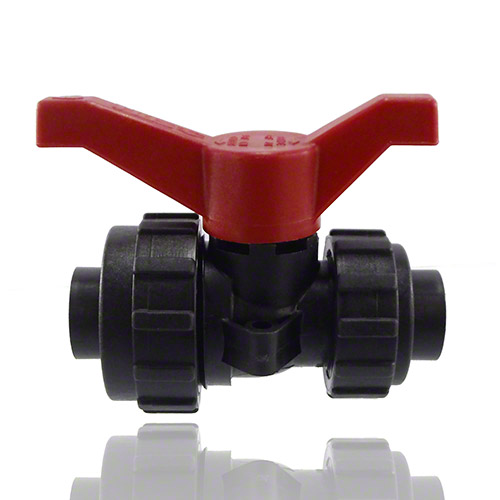 2-Wege-Kugelhahn PPGF, PVC-U-Klebemuffen, EPDM&nbsp;  = roter Hebel